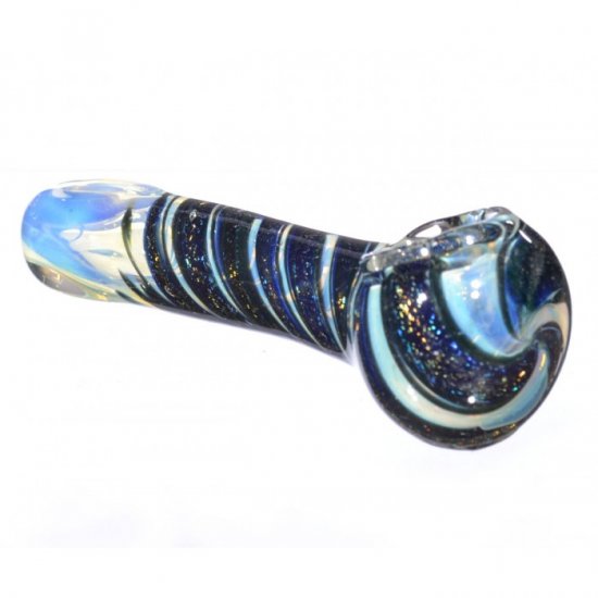 4\" Twisted Dichro Glass Pipe - Black New
