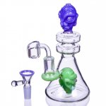 The Alien Twins Oil Rig 7 Beaker Bong with Double Alien Heads w/ Banger and Bowl New