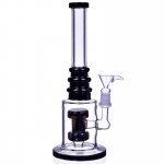 12 Double Hammer to Cake Layered Perc Bong Black New