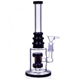 12 Double Hammer to Cake Layered Perc Bong Black New