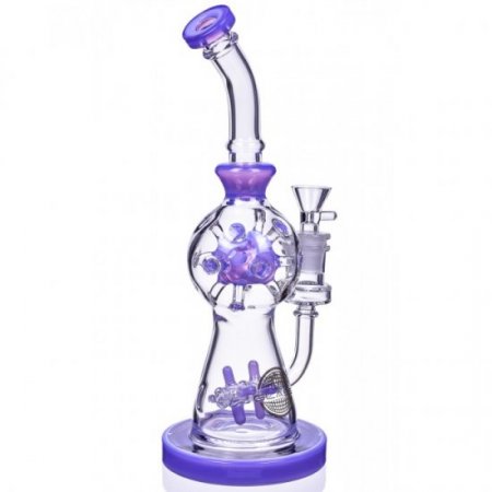 Smoke Propeller Dab Rig 12" Dual Spinning Propeller Perc To Swiss Faberge Egg Perc Purple New