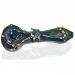Mayan Shimmering Metallic Blue Frog Glass Hand Pipe New