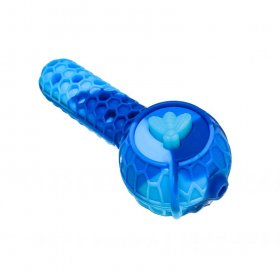 Stratus 4" Silicone Hand Pipe 2 In 1 With Honey Dab Straw Aqua Blue New