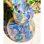 Sneaky Swirls 8" Golden Fumed Swirled Bubbler New