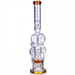 SMOKENATOR LOOKAH PLATINUM DESIGN SERIES BONG 20" PLATINUM DONUT RECYCLER BONG WITH SPIRAL PERCS Amber New