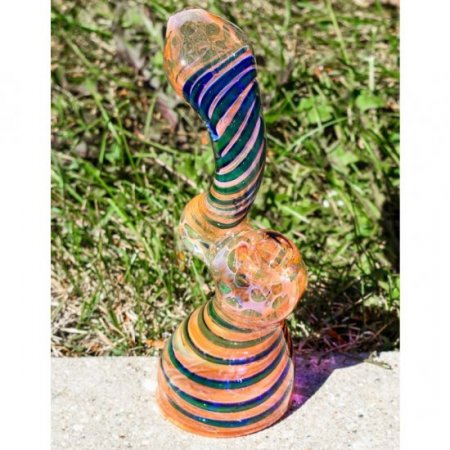 Smoke Through 8" Heavily Golden Fumed Bubble Trap Bubbler New