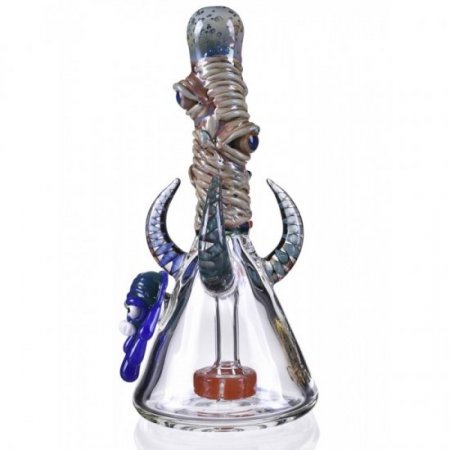 Triple Eye Horned Bong 8" Showerhead Perc Bong Tattoo Glass New