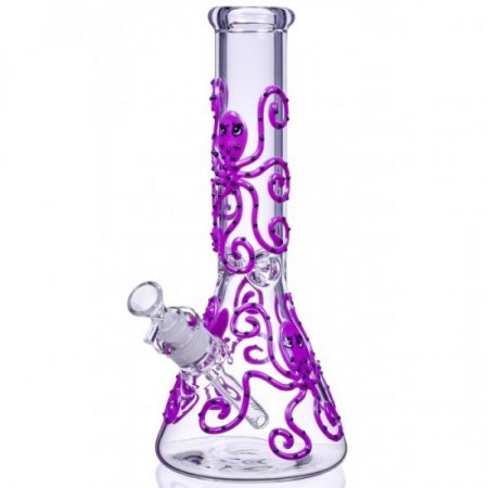 Smokey Octopus 13" Glow In The Dark Beaker Bong Purple New