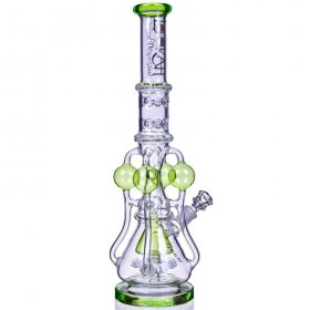 The Amazonian Trophy LOOKAH PLATINUM SERIES 19" SMOKING BONG WITH 4 CIRCULAR CHAMBER RECYCLER AND SPRINKLER MUSHROOM PERC Clear Green New