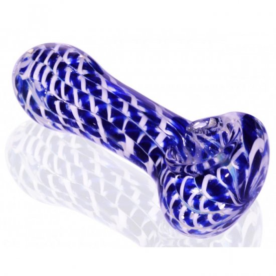 4\" Fumed hypnotic Glass Spoon Pipe - Blue New
