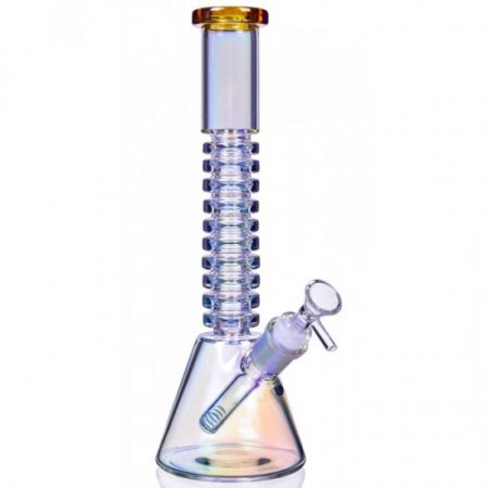 The Gold Mine 12" Electro Plated Beaker Bong Iridescent / Clear New