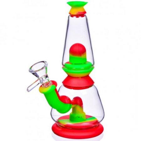 Deluminator 7" Double Chamber Hybrid Silicone Bong New