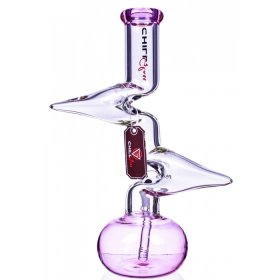 Chill Glass 15" Double Zong Bong w/ Down Stem and 14mm Dry Bowl Pink New