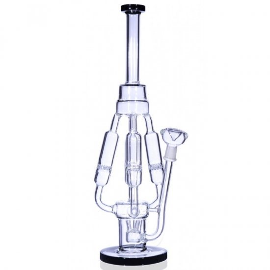 The Arctic Quad Cooler 16 Recycler with Honeycomb Bong With Sprinkler Percolators Black New