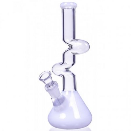 The Goliath Curved Neck Double Zong Bong Water Pipe Pearl White New