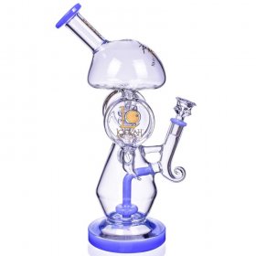 The Smokescope Lookah 13" Platinum Coil to Showerhead Perc Coil Recycler American Blue New