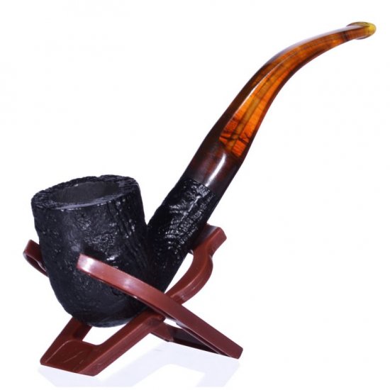 5.5\" Italian Dark Fancy wooden pipe With Case New