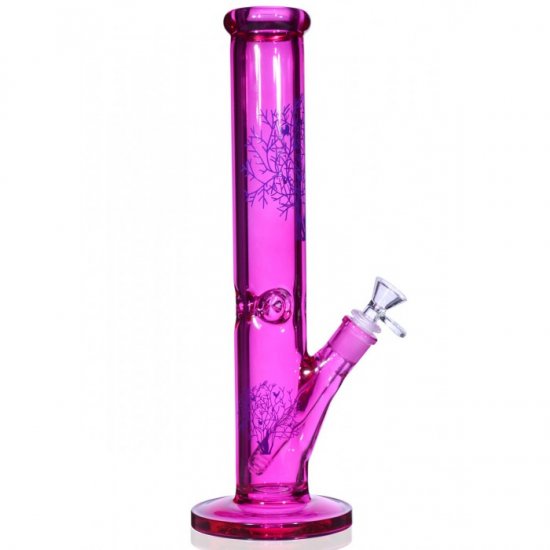 13.5\" Cylinder Bong with Ice Catcher Extra Heavy Bong Girly Hot Pink Bong New