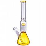 14" Beaker Bong with 8-Arm Tree Perc Water Pipe Amber New