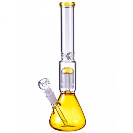 14\" Beaker Bong with 8-Arm Tree Perc Water Pipe Amber New
