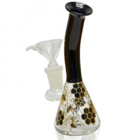 5" Holographic Golden Honeycomb Water Pipe Black New