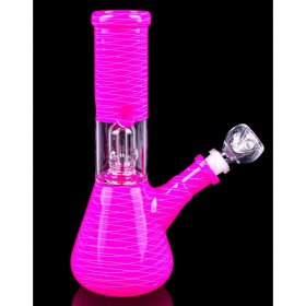 8" Matrix Percolator Girly Bong With Down Stem And Bowl Soft Pink New