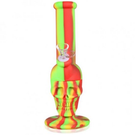 Skull Face - 12" Silicone Bong. New