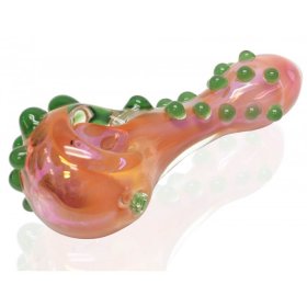 The Golden Dino - 4 Rose Gold 24kt - Color Changing Hand Pipe with Green Bubble Grip Design New