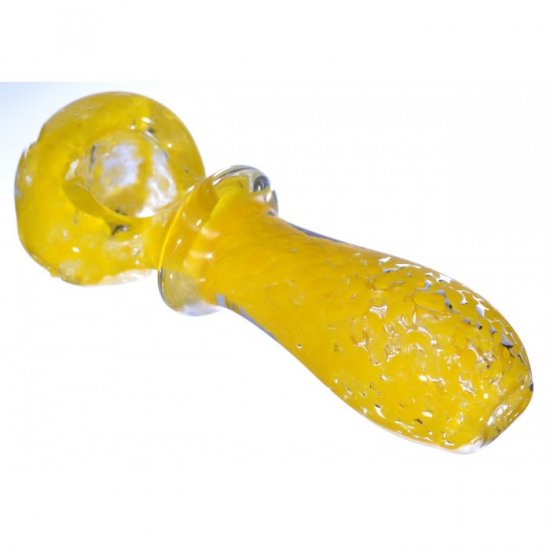 3\" Marble Swirled Spoon Glass Hand Pipe - Yellow New
