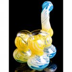 Smoke Triplets 8" Triple Chamber Golden Fumed Side By Side Bubbler New