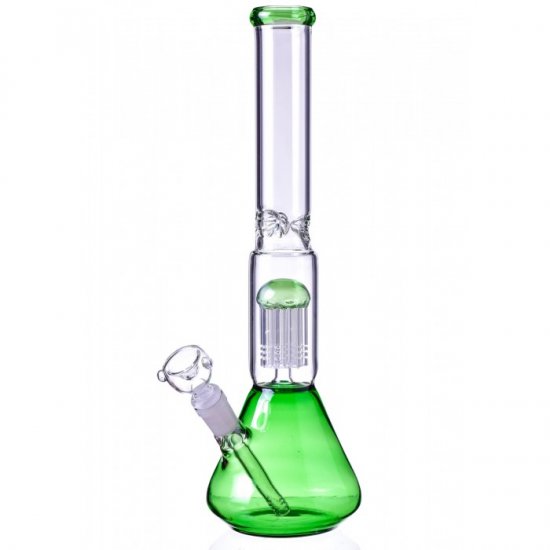14\" Beaker Base Bong with 8-Arm Tree Perc Water Pipe Green New