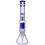 14" Coil Bong With Beaker Bottom Water Pipe Marble Accents Blue New