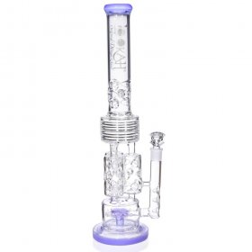 Amethyst Pipe Lookah Premium Series Bong 20" Sprinkler Perc With Triple Barrel Connected With Single Dome New