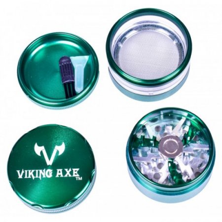 The Force Viking Axe 4-Part Glass Hybrid Grinder 63MM Green New