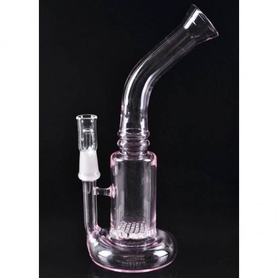 7\" Micro Honeycomb Oil Rig Water Pipe Tilted - Saucer Chamber - Pink Tinted Glass New