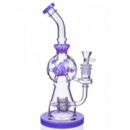 Smoke Propeller Dab Rig 12" Dual Spinning Propeller Perc To Swiss Faberge Egg Perc Purple New