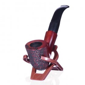 5" Dark Cherry Wooden Pipes With Case Carved Design Special Price New
