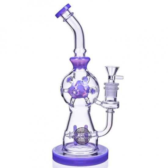 Smoke Propeller Dab Rig 12\" Dual Spinning Propeller Perc To Swiss Faberge Egg Perc Purple New