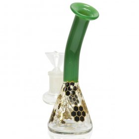 5" Holographic Golden Honeycomb Water Pipe Green New