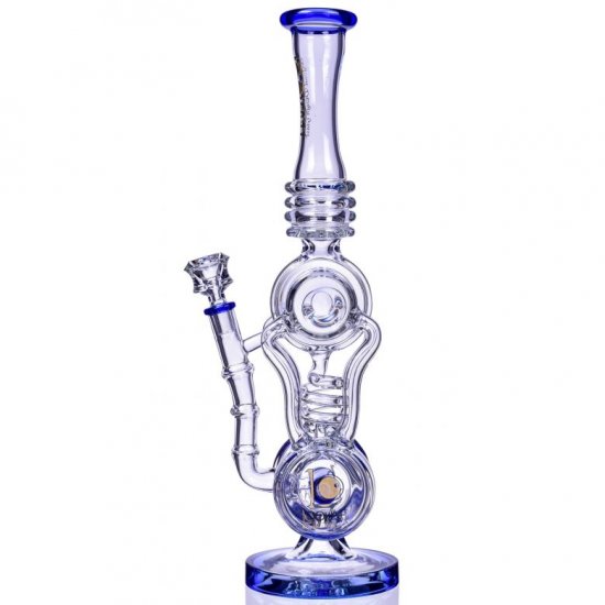 Twin Turbo Lookah 16\" Double Barrel Recycler Bong Clear Blue New