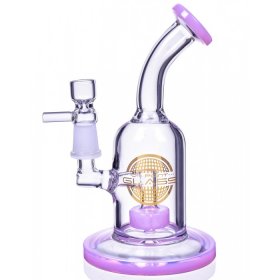 The Attraction 7" Titled Showerdhead Perc Bong/Dab Rig Pink New