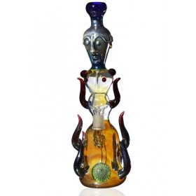 11.5" Aztec Statue Oil Dome Water Pipe Fumed New