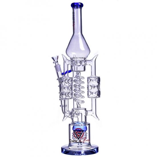 Chill Glass 20\" Triple Chamber Bong with Cyclone Perc Blue New