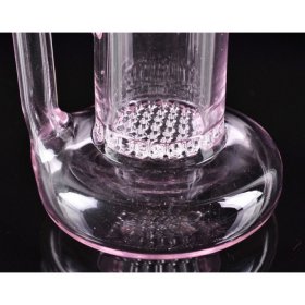 7" Micro Honeycomb Oil Rig Water Pipe Tilted Saucer Chamber Pink Tinted Glass New
