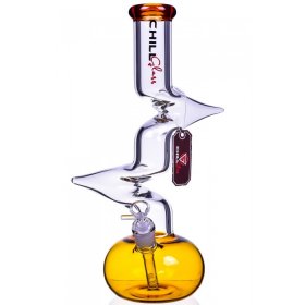 Chill Glass 15" Double Zong Bong w/ Down Stem and 14mm Dry Bowl Amber New