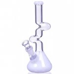 The Goliath Curved Neck Double Zong Bong Water Pipe Pearl White New