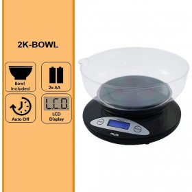 American Weigh 2K-Bowl Compact Bowl Scale 2000g x 0.1g Black New