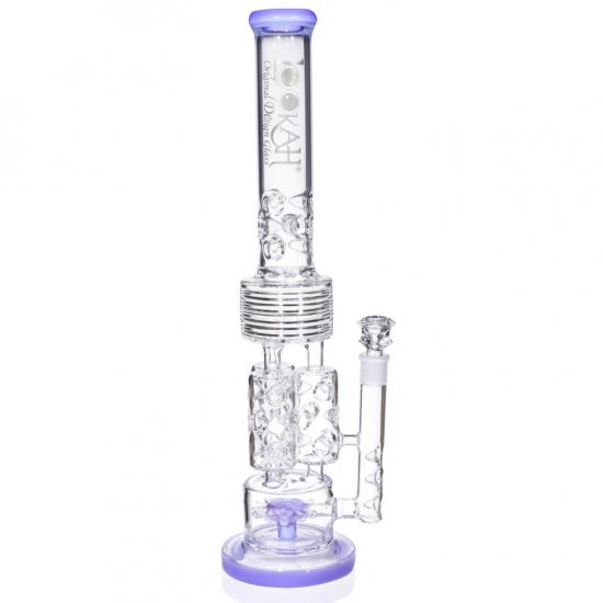 Amethyst Pipe Lookah Premium Series Bong 20\" Sprinkler Perc With Triple Barrel Connected With Single Dome New