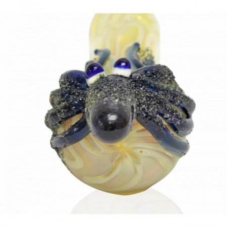 The Blue Octopus - 5 Golden Fumed Octopus Hand Pipe New