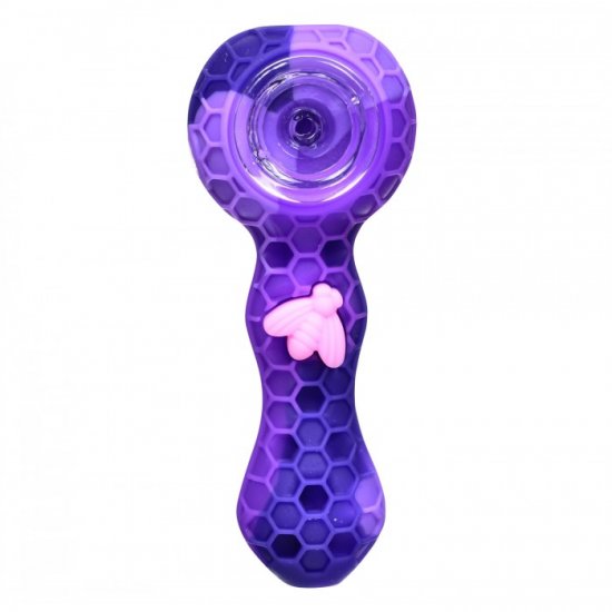 Stratus - 4\" Silicone Hand Pipe With Honey Comb Design - Purple New